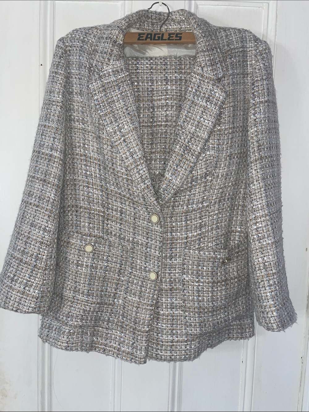 Classic Tweed Women's Shorts pants blazer set in neutral